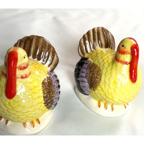Ceramic Turkey Salt & Pepper Shakers Vintage Holiday Thanksgiving Autumn Festive - Picture 1 of 12